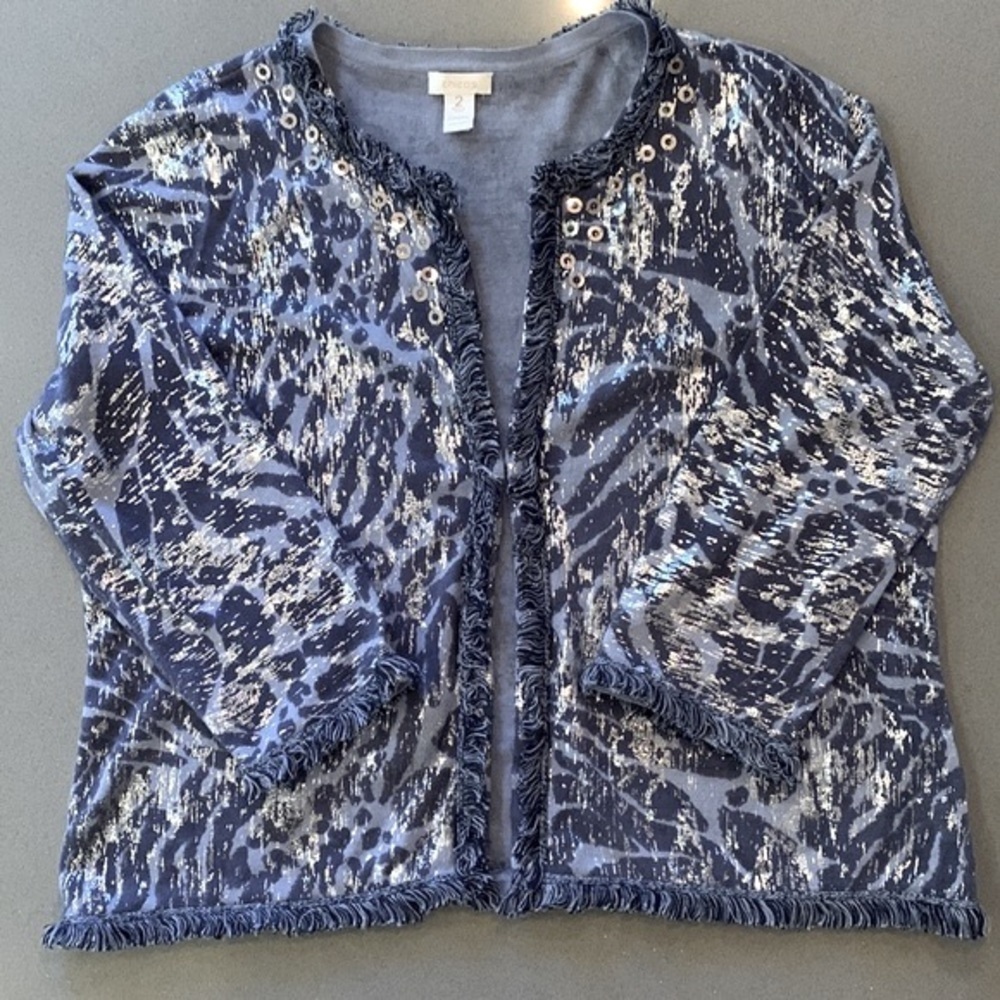 Blue and Silver Animal Print Knit Jacket LN